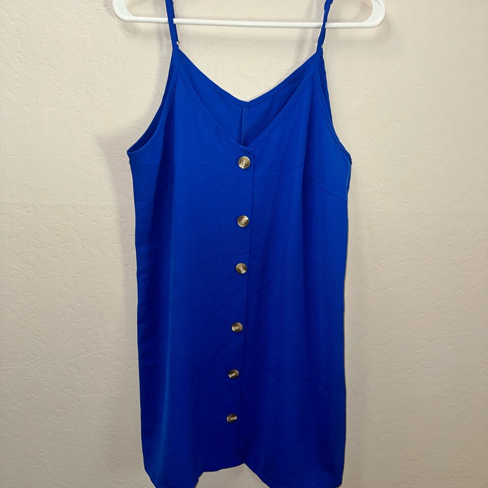 Vibrant Blue Button-Down Dress